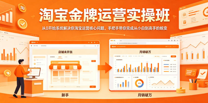 淘宝金牌运营实操班，从0开始系统解决你淘宝运营核心问题，手把手带你完成从小白到高手的蜕变-九九网创
