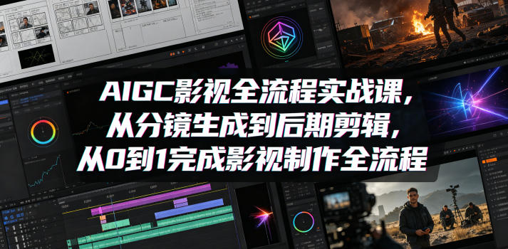 AIGC影视全流程实战课，从分镜生成到后期剪辑，从0到1完成影视制作全流程-九九网创
