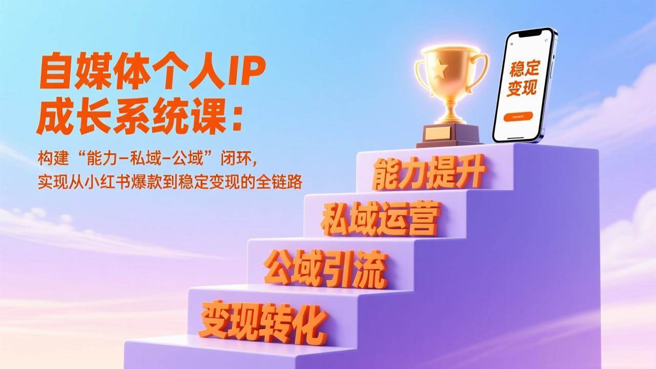 （17192期）自媒体个人IP成长系统课：构建“能力-私域-公域”闭环，实现从小红书爆款到稳定变现的全链路-九九网创