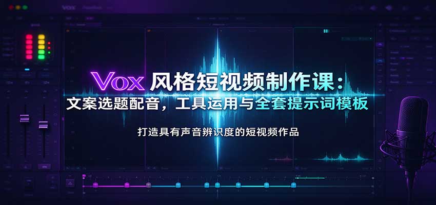 Vox风格短视频制作课：文案选题配音，工具运用与全套提示词模板-九九网创