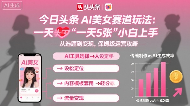 今日头条AI美女赛道玩法，一天轻松5张，小白轻松上手-九九网创