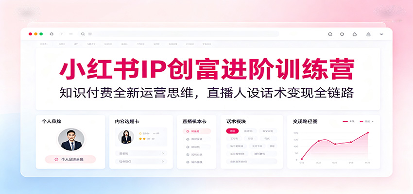 小红书IP创富进阶训练营：知识付费全新运营思维，直播人设话术变现全链路-九九网创