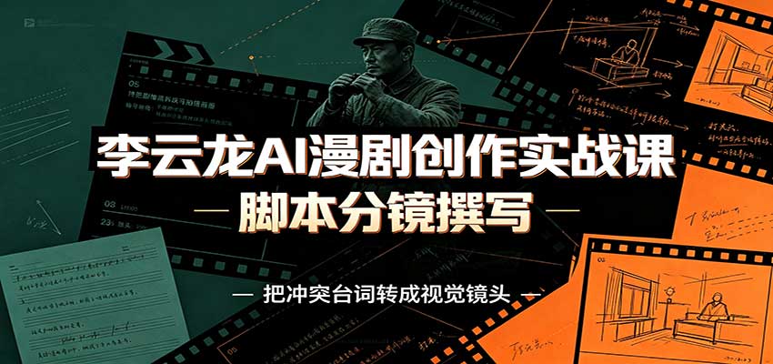 李云龙AI漫剧创作实战课：角色人设还原，脚本分镜撰写，AI漫剧成片完整制作教学-九九网创