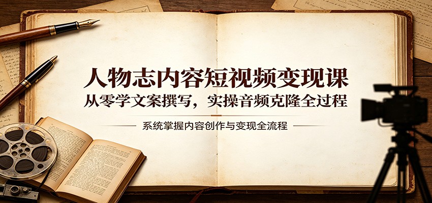 人物志内容短视频变现课：从零学文案撰写，实操音频克隆全过程-九九网创