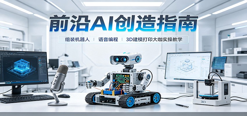 前沿AI创造指南：组装机器人、语音编程、3D建模打印大咖实操教学-九九网创