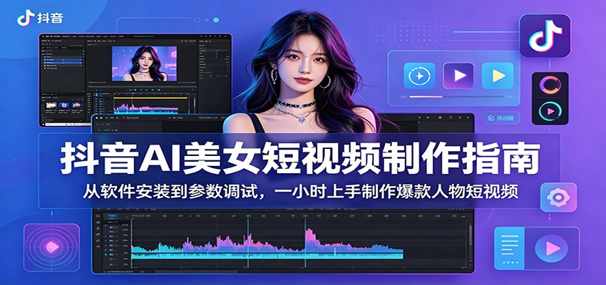 抖音AI美女短视频制作指南：从软件安装到参数调试，一小时上手制作爆款人物短视频-九九网创