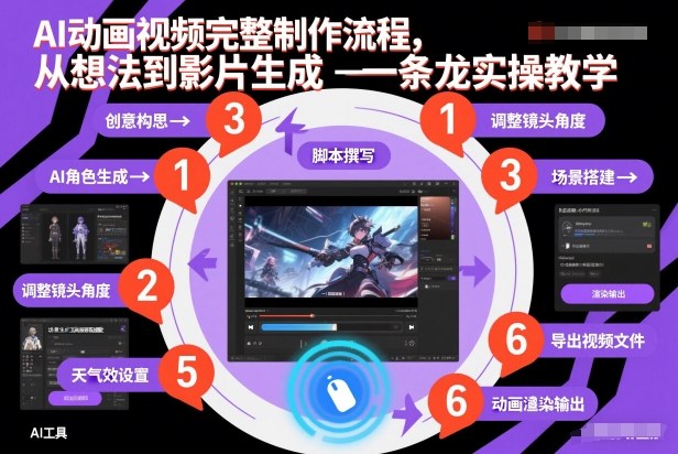 AI动画视频完整制作流程，从想法到影片生成一条龙实操教学-九九网创