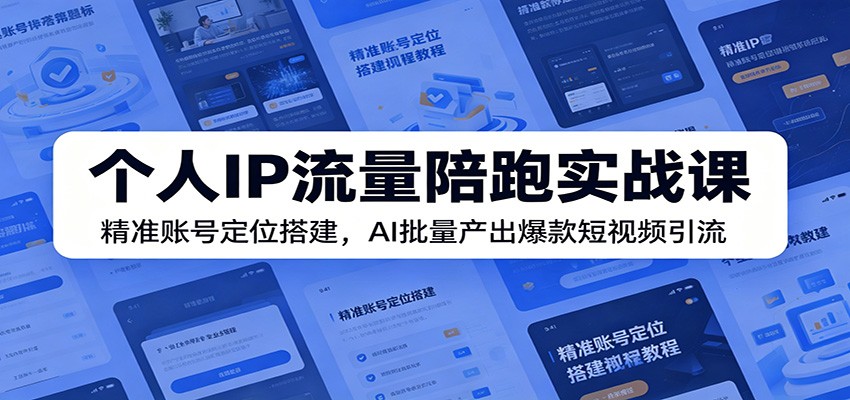 个人IP流量陪跑实战课：精准账号定位搭建，AI批量产出爆款短视频引流-九九网创