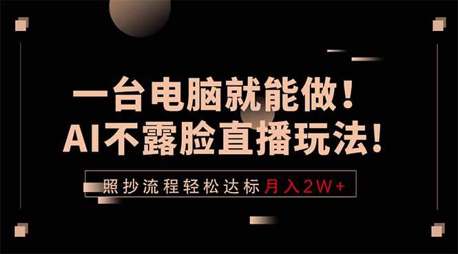 (18472期)一台电脑就能做!AI不露脸直播玩法,照抄流程轻松达标月入2W+-九九网创