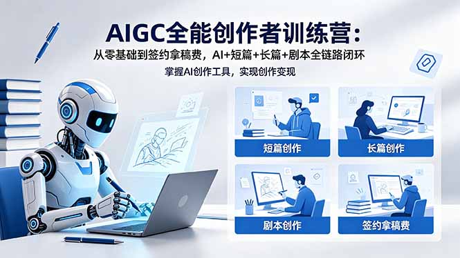 AIGC全能创作者训练营：从零基础到签约拿稿费，AI+短篇+长篇+剧本全链路闭环-九九网创