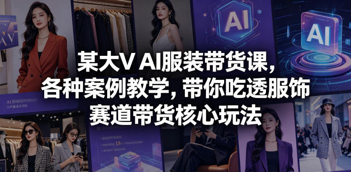 某大V AI服装带货课，各种案例教学，带你吃透服饰赛道带货核心玩法-九九网创