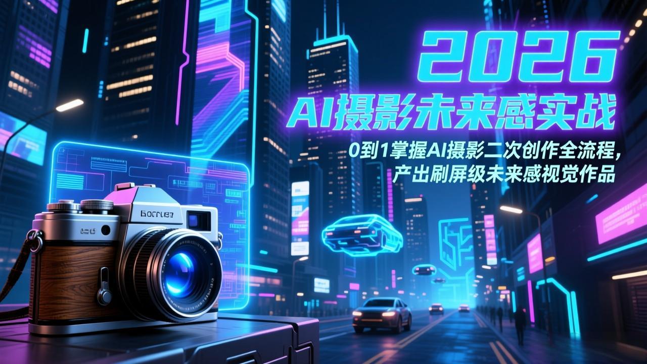 2026 AI摄影未来感实战：0到1掌握AI摄影二次创作全流程，产出刷屏级未来感视觉作品-九九网创