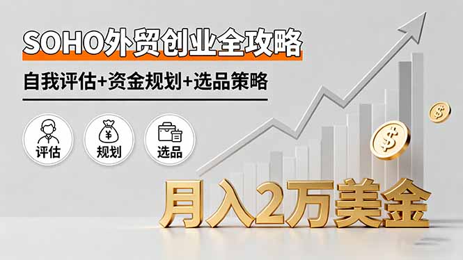 SOHO外贸创业全攻略，自我评估+资金规划+选品策略，月入2万美金-九九网创