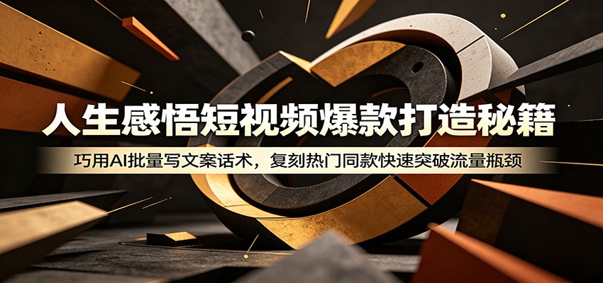 人生感悟短视频爆款打造秘籍：巧用A 批量写文案话术，复刻热门同款快速突破流量瓶颈-九九网创