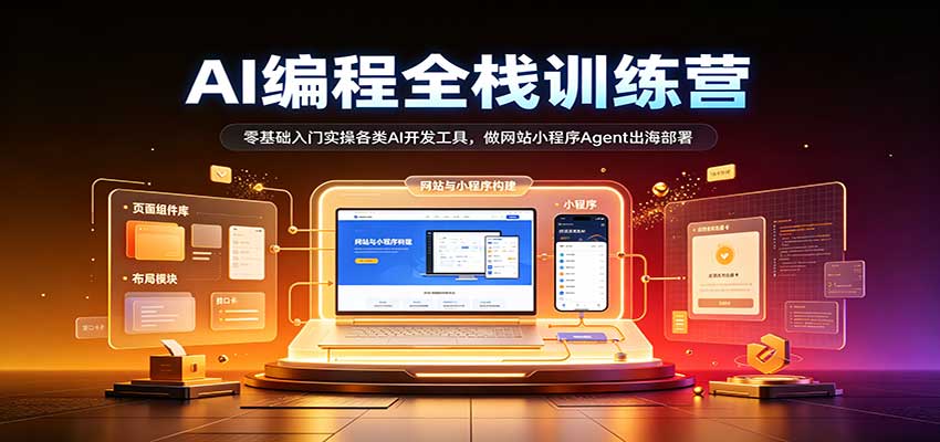AI编程全栈训练营::零基础入门实操各类AI开发工具,做网站小程序Agent出海部署-九九网创