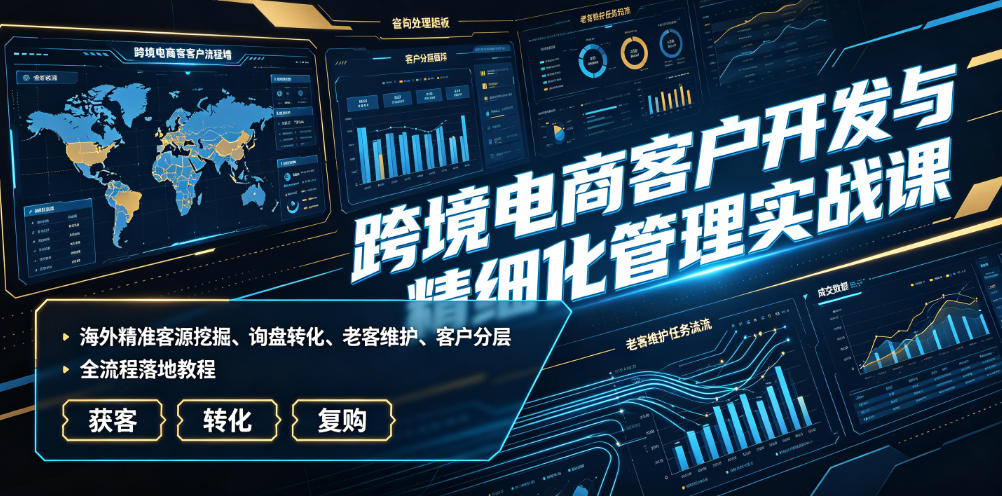 跨境电商客户开发与精细化管理实战课｜海外精准客源挖掘、询盘转化、老客维护、客户分层全流程落地教程-九九网创