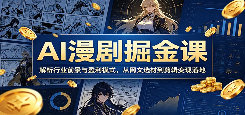 AI漫剧掘金课：解析行业前景与盈利模式，从网文选材到剪辑变现落地-九九网创