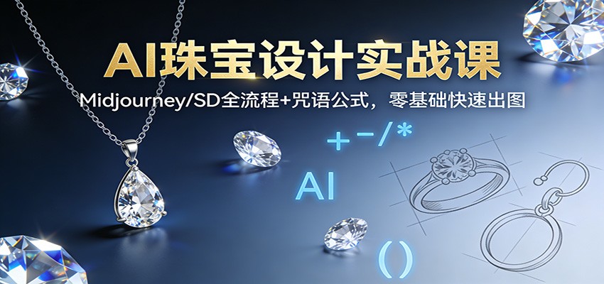 AI珠宝设计实战课：Midjourney/SD全流程+咒语公式，零基础快速出图-九九网创