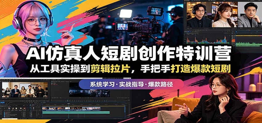 AI仿真人短剧创作特训营：从工具实操到剪辑拉片，手把手打造爆款短剧-九九网创