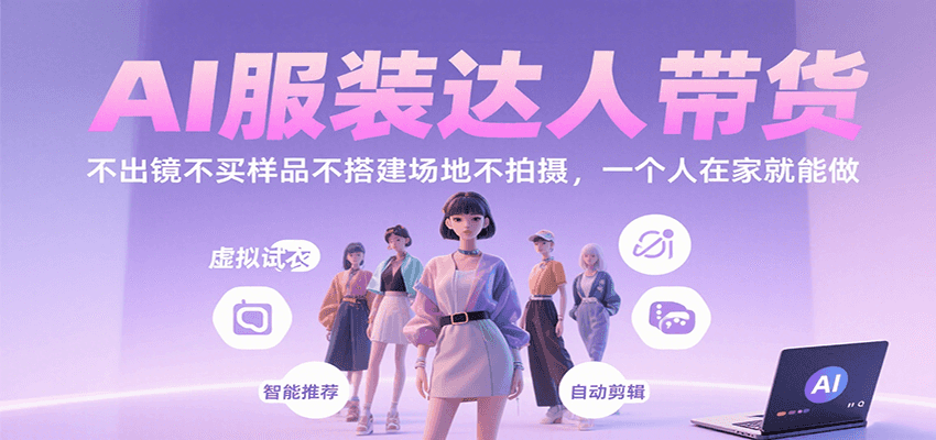 AI服装达人带货，不出镜不买样品不搭建场地不拍摄，一个人在家就能做-九九网创