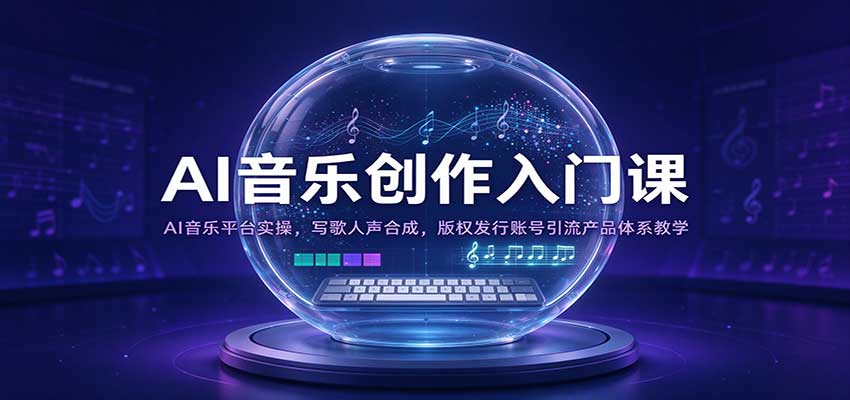 AI音乐创作入门课：AI音乐平台实操，写歌人声合成，版权发行账号引流产品体系教学-九九网创