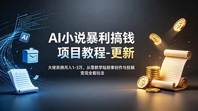 （19030期）AI小说暴利搞钱项目教程-更新，大佬亲测月入1-3万，从零教学短故事创作与投稿变现全套玩法-九九网创