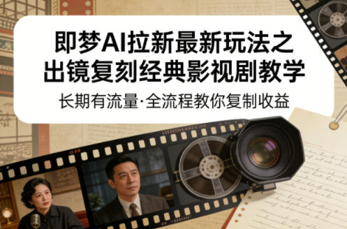 即梦AI拉新最新玩法之出镜复刻经典影视剧教学,长期有流量,全流程教你复制收益-九九网创