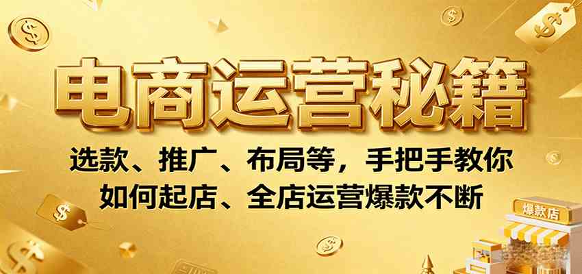 电商运营秘籍：选款、推广、布局等，手把手教你如何起店、全店运营爆款不断-九九网创