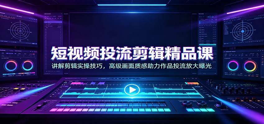 短视频投流剪辑精品课:讲解剪辑实操技巧,高级画面质感助力作品投流放大曝光-九九网创