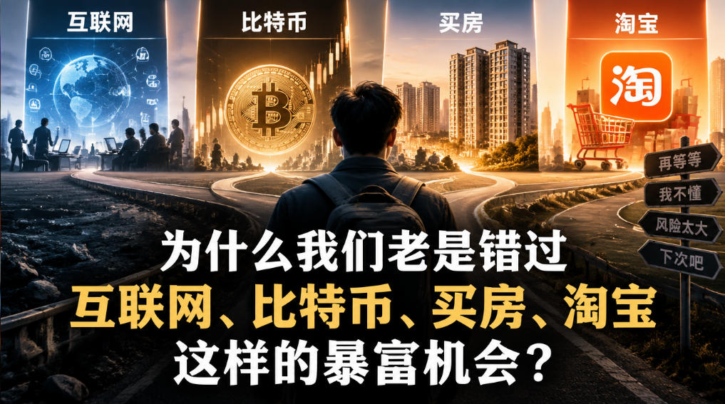 某社群付费文章：为什么我们老是错过互联网、比特币、买房、淘宝这样的暴富机会？-九九网创