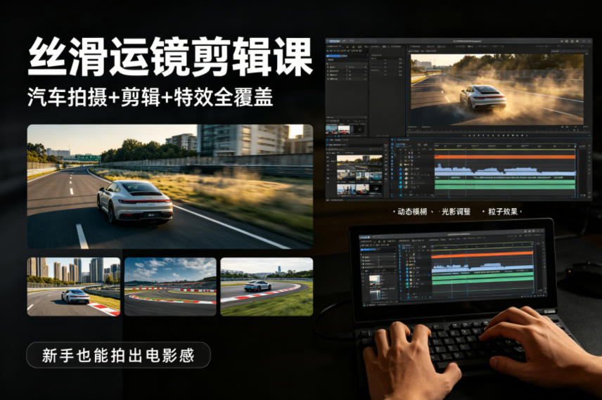 大叔丝滑运镜剪辑课,汽车拍摄+剪辑+特效全覆盖,新手也能拍出电影感 大叔丝滑运镜剪辑课,汽车拍摄+剪辑+特效全覆盖,新手也能拍出电影感