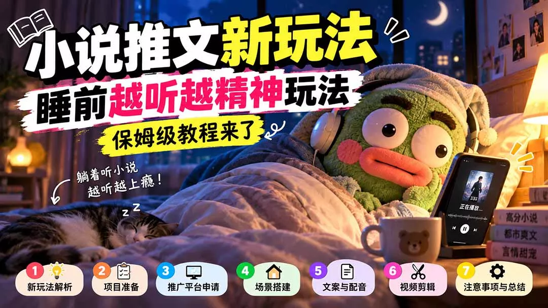 小说推文新玩法，睡前越听越精神玩法，保姆级教程来了-九九网创