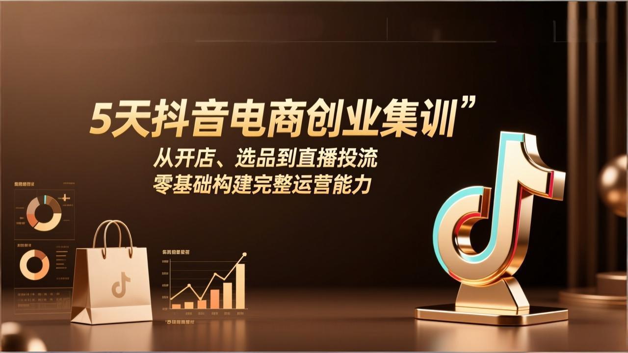 5天抖音电商创业集训：从开店、选品到直播投流，零基础构建完整运营能力-九九网创