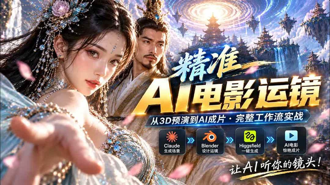 （20503期）AI视频终于能精准运镜了！Claude + Blender + Higgsfield 免费插件实测-九九网创