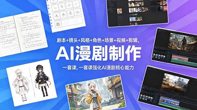 (18734期)剧本+镜头+风格+角色+场景+视频+剪辑,一套课强化AI漫剧核心能力-九九网创