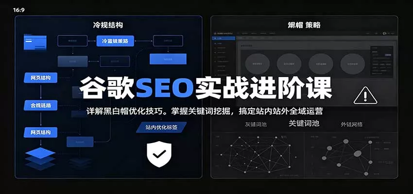 2026谷歌SEO实战进阶课：详解黑白帽优化技巧，掌握关键词挖掘，搞定站内站外全域运营-九九网创
