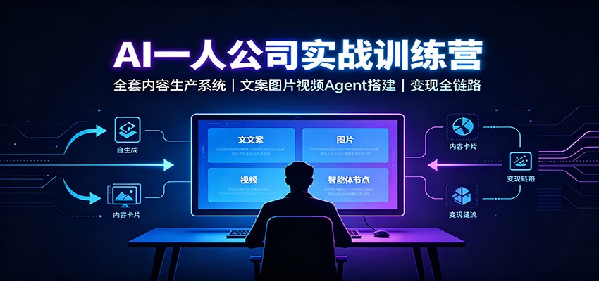 AI创作一人公司实战训练营：全套内容生产系统，文案图片视频Agent搭建变现全链路-九九网创