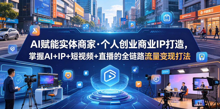 AI赋能实体商家·个人创业商业IP打造,掌握AI+IP+短视频+直播的全链路流量变现打法-九九网创