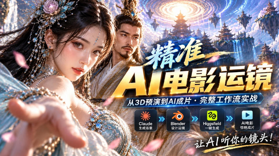 AI视频终于能精准运镜了！Claude+Blender+Higgsfield免费插件实测-九九网创