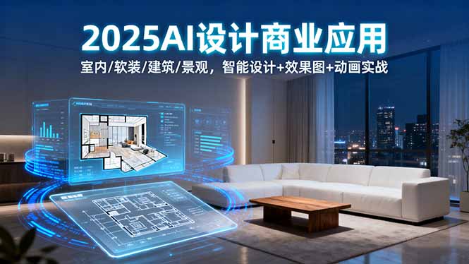 2025AI设计商业应用：室内/软装/建筑/景观，智能设计+效果图+动画实战-九九网创