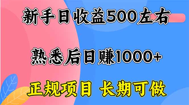 新手日收益500+ 正规项目 长期可做-九九网创
