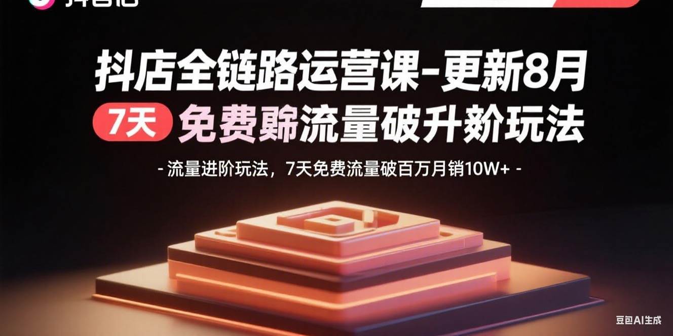 （15918期）抖店全链路运营课-更新8月：流量进阶玩法，7天免费流量破百万月销10W+-九九网创