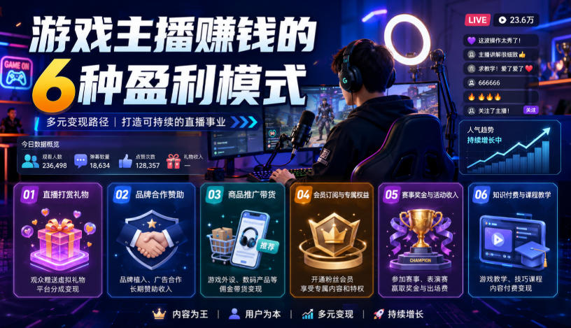 付费文章：游戏主播賺钱的6种盈利模式-九九网创