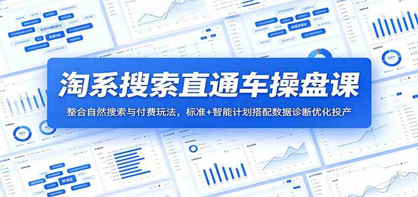 淘系搜索直通车操盘课：整合自然搜索与付费玩法，标准+智能计划搭配数据诊断优化投产-九九网创