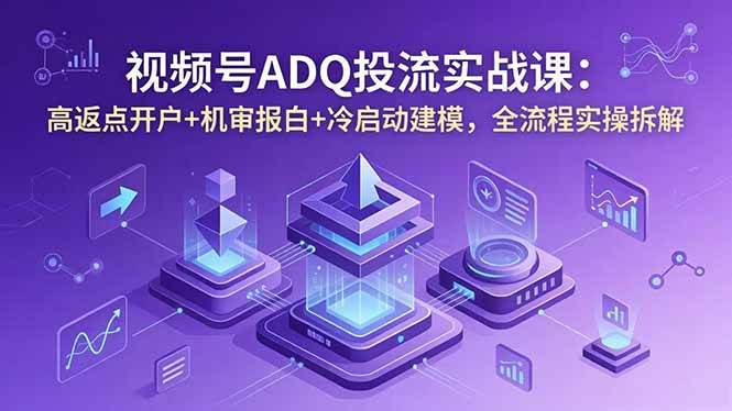(18623期)视频号ADQ投流实战课:高返点开户+机审报白+冷启动建模,全流程实操拆解-九九网创