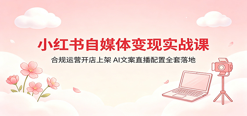 小红书自媒体变现实战课：合规运营开店上架，AI文案直播配置全套落地-九九网创