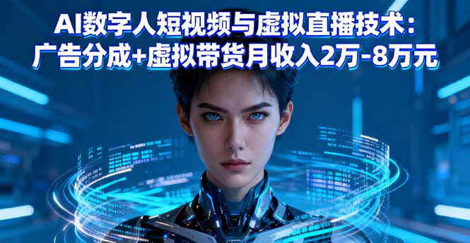 AI数字人短视频与虚拟直播技术：广告分成+虚拟带货月收入2万-8万元-九九网创