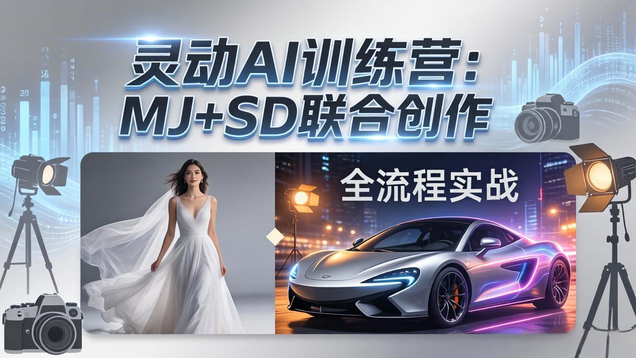 灵动AI训练营-3.0课程：MJ+SD联合创作，从婚纱大片到汽车广告，摄影后期全流程实战-九九网创