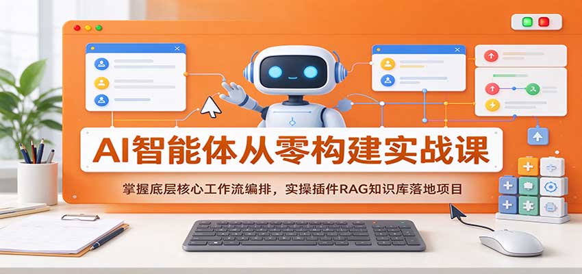 AI智能体从零构建实战课:掌握底层核心工作流编排,实操插件RAG知识库落地项目-九九网创