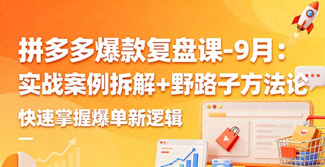 拼多多爆款复盘课-9月：实战案例拆解+野路子方法论，快速掌握爆单新逻辑-九九网创